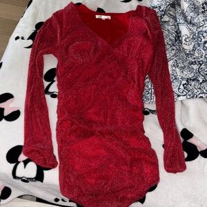 Elegant Red Long Sleeve Dress